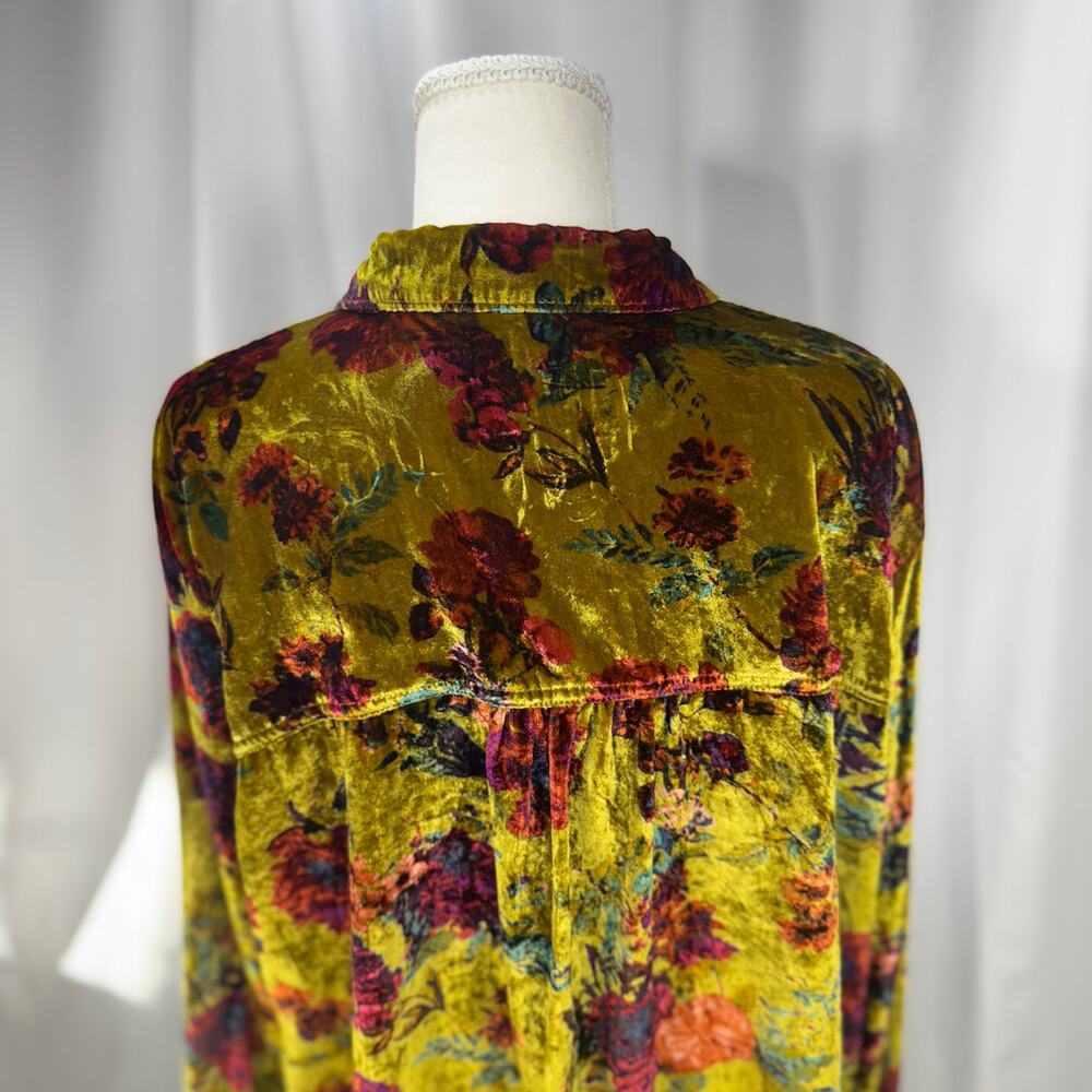 Anthropologie Pilcro Hadley Relaxed Velvet Burnout Shirt 2X Mustard Festival - Picture 12 of 16